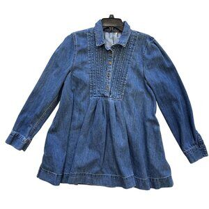 Free People Baby Blues Boho Hippie Oversized Denim Womens Tunic Medium Flowy